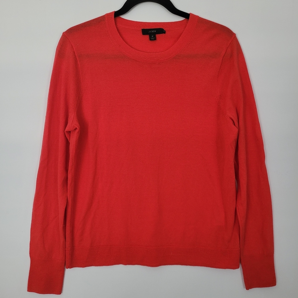 J Crew Merino Wool Sweater Soft Autumn Fall Halloween Crew Neck Orange M